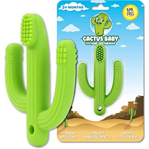 Cactus Baby Teething Toys for Babies 0-6 Months or 6-12 Months, Self-Soothing Pain Relief Soft Baby Teether Toys for Babies, Toddlers, Infants, Boy or Girl, BPA Free, Green