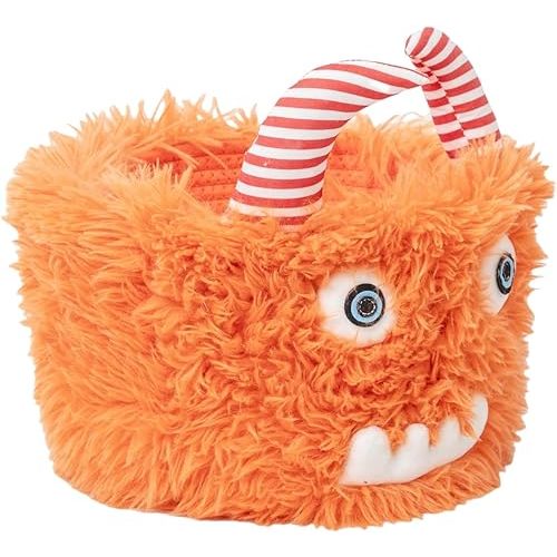 Plush Cartoon Cotton Rope Storage Basket, Cute Decorative Organizer for Home, Soft and Durable Storage Bin for Toys, Sundries, and Home Decor (Orange-A)