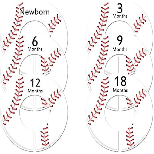 6 Baseball C196 Baby Boy Nursery Clothing Size Closet Dividers (1.25 Inch Rod)