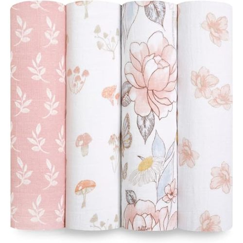 Aden + Anais 100% Organic Cotton Muslin Blankets (4 Pack) - Earthly