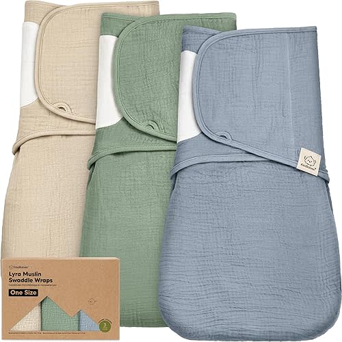 KeaBabies Muslin Baby Swaddles for Newborns – 3-Pack,100% Organic Cotton Swaddles Sleep Sack 0-3 Months, Infant, Baby Girls, Boys, Soft Breathable Summer Swaddler, Easy Quiet Closure (Slate, OS)