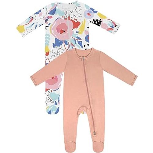 Jimonda Bamboo Baby Pajamas,Unisex Boys Girls One-Piece Footies,Long Sleeve Sleepers 2-Way Zip closure Romper …