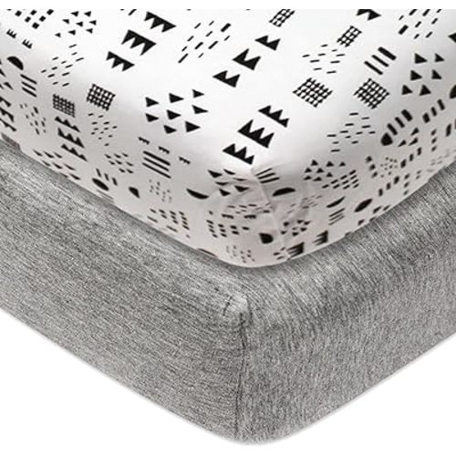 HonestBaby Unisex-Baby Classics Fitted Crib Sheets Set Standard Mattress, 100% Organic Cotton Baby Boys, Girls, Neutral, 2 Pack - Love Dot, One Size