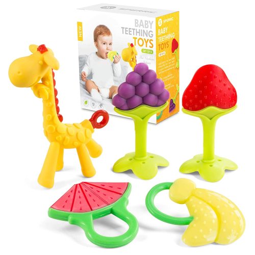 Sperric Baby Teething Toys Teether For Newborn Infants Freezer Safe BPA Free Infant Silicone Teethers Soothe Babies Gums, (5 Pack)