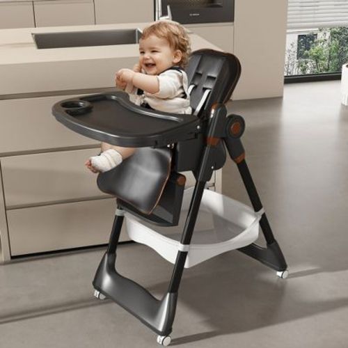 KTMBDW High Chair, 5 in 1 Convertible High Chairs for Babies and Toddlers with 5-Point Safety Harness,Foldable High Chair for Space-Saving, Black