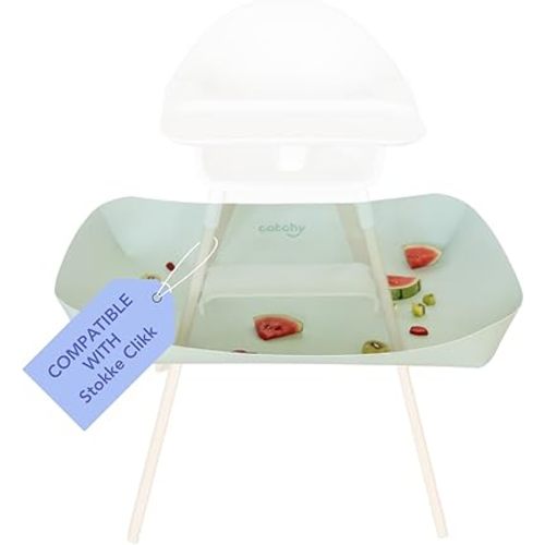CATCHY -Food Catcher-Compatible with Stokke Clikk High Chair +11 Other High Chairs-Highchair Sold Separately-Baby & Toddler Food & Mess Catcher-Premium Linen Inspired -Under High Chair Accessory