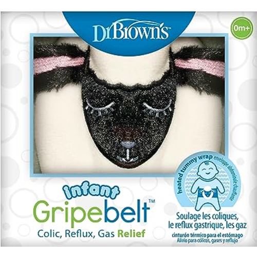 Dr. Brown’s Infant Gripebelt for Colic Relief, Heated Tummy Wrap, Baby Swaddling Belt for Gas Relief, Natural Relief for Upset Stomach in Babies and Toddlers, Lamb, 0-3m