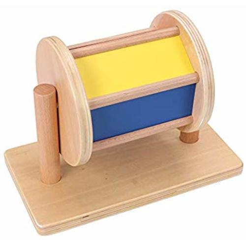 LEADER JOY Montessori Spinning Drum Baby Wooden Toys for 1-3 Year Old