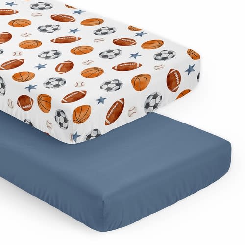 Watercolor Sports Theme 2 Pack Crib Sheets