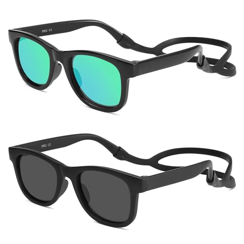 LIU·WEN Polarized Baby Sunglasses with Silicon Strap - Bendable Flexible for Infant Newborn Age 0-18 Months