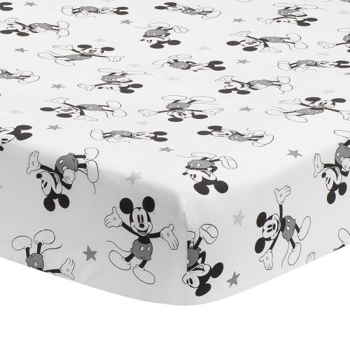 Lambs & Ivy Magical Mickey Mouse Cotton Fitted Crib Sheet - White, Disney