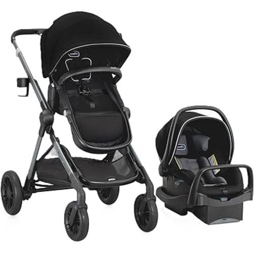Evenflo Pivot Xpand Modular Travel System with LiteMax Infant Car Seat (Ayrshire Black)