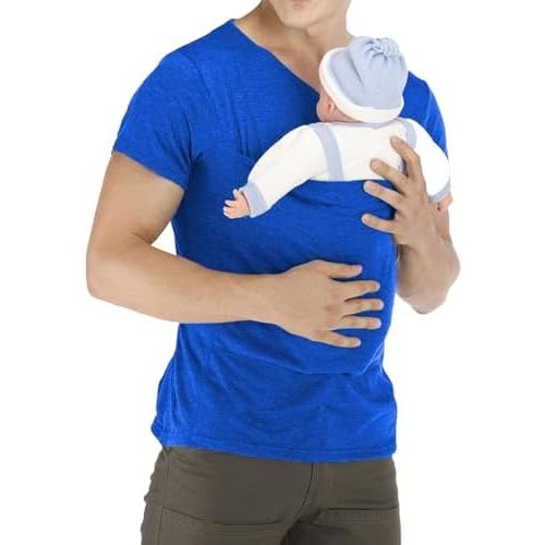 Kangaroo Shirt for Dad and Baby With Pouch - V Neck T-Shirt Baby Carrier