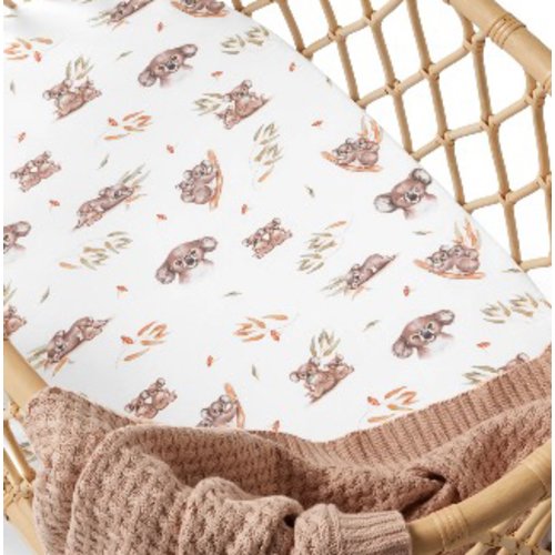 Snuggle Hunny Bassinet Sheet & Change Pad Cover - Koala