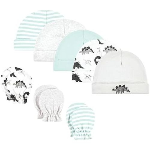 Hudson Baby Unisex Baby Cotton Cap and Scratch Mitten Set