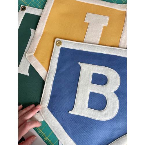 Custom Letter Camp Flag, Canvas and Felt Banner, Letter Banner, Letter Flag, Initial pennant