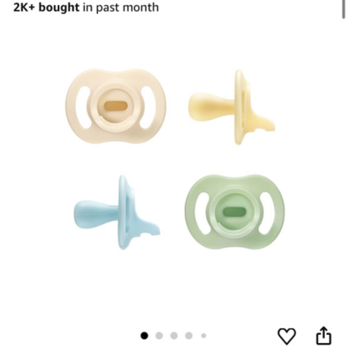 Tommee Tippee Ultra-Light StayPut Pacifier, One-Piece Silicone Design, 0-6m, 4 Pack