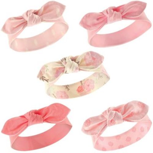 Hudson Baby Infant Girl Cotton Headbands 5pk, Boho Flower, 0-24 Months
