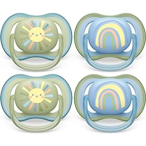 Philips Avent Ultra Air Pacifier - 4 x Light, Breathable Baby Pacifiers for Babies Aged 0-6 Months, BPA Free with Sterilizer Carry Case (Model SCF085/49)