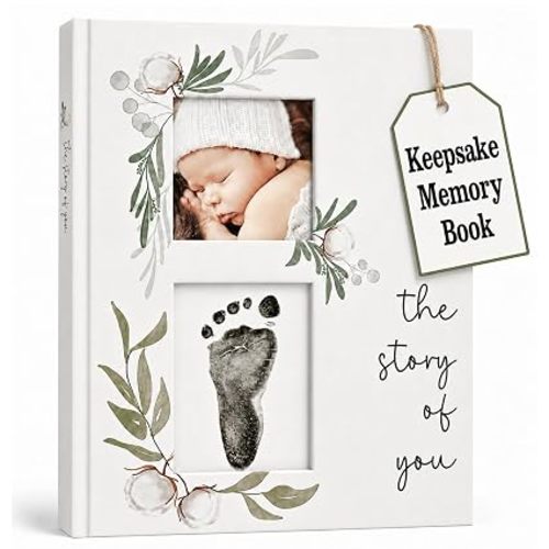 Baby Book Keepsake - Simple Baby Milestone Book for Boy or Girl - Baby Journal & Pregnancy Memory Book - Monthly Milestone Record Baby Books for Baby Shower - Modern Gender Neutral Style Gift for Moms