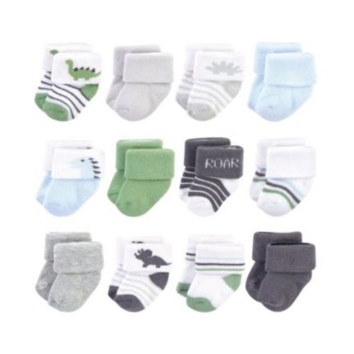 Baby Boys Hudson Cotton Rich Newborn and Terry Socks Dino, 0-3 Months