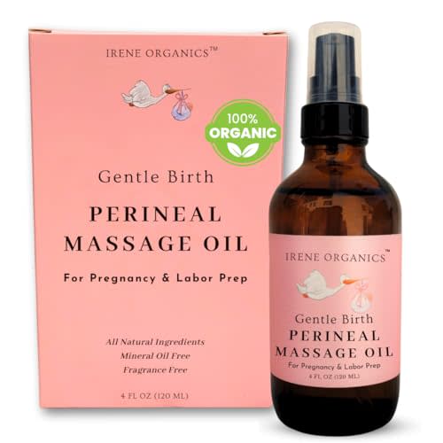 Organic Perineal Massage Oil Spray by Irene Organics for Pregnancy and Postpartum - Prevention for Perineum Tearing, All Natural, Pregnancy Third Trimester Must Haves for Childbirth