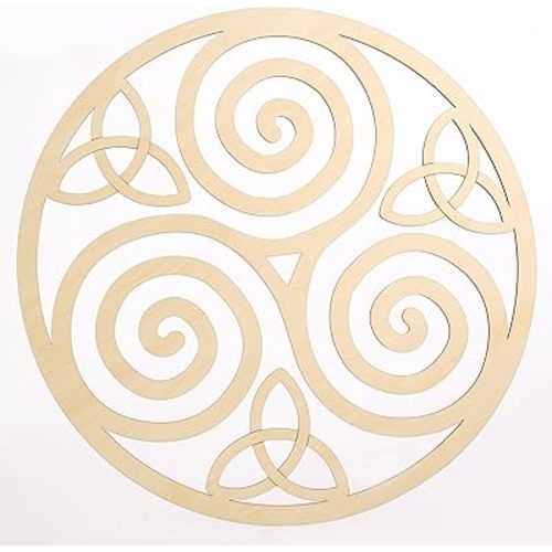 Fourth Level Mfg. Designs Triskele Knot Wooden Wall Art (I Irish Symbols,Celtic Triple Spiral, Celtic Decor, Irish Wall Art, Triple Helix Spiral) Natural Wood