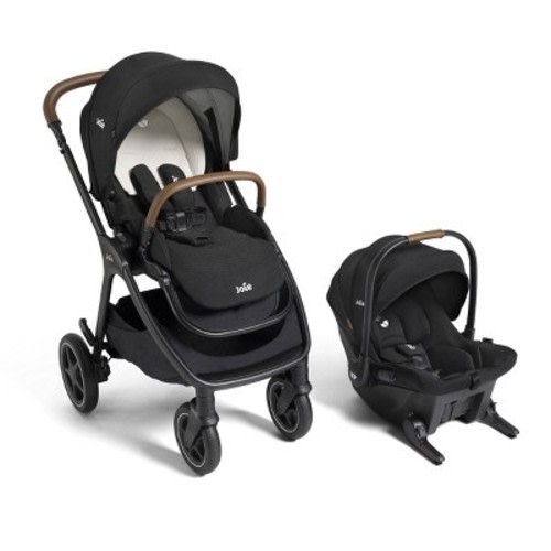 Joie Kava and Mint Travel System - Shale: Aluminum Frame, Adjustable Handle, Storage Area, 35.8 lb Weight