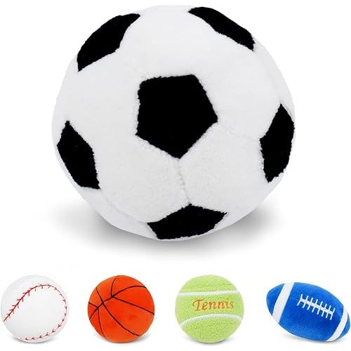 June Garden 3" My First Soccer Ball - Plush Baby Rattle Toy - Safe Soft Sports Toy for Infants Boys and Girls