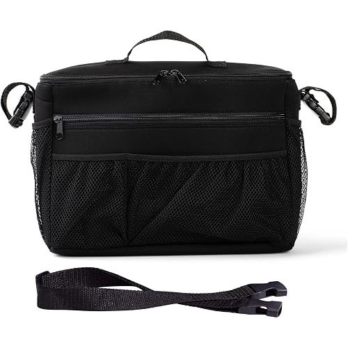 J.L. Childress Cool 'N Cargo Stroller and Wagon Cooler and Organizer - Universal Fit - Insulated - Attaches to Strollers, Wagons, Walkers and Wheelchairs - Large Capacity - Black