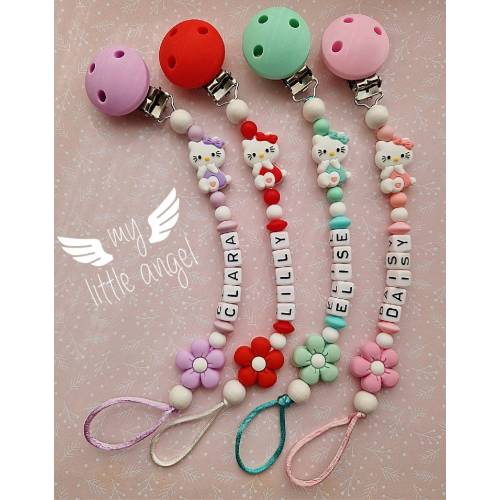 Beautiful Kitty Pacifier Clip  | Personalised Gift | Baby Girl | Pink Lilac Red Mint | Baby Clip | Baby Shower | MAM | Handmade
