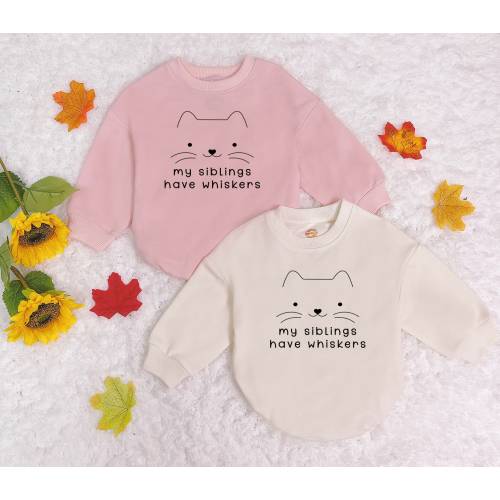 My Siblings Have Whiskers Baby Romper Sweatshirt, Pregnancy Announcement , Baby Cat Bodysuit, Infant Clothing