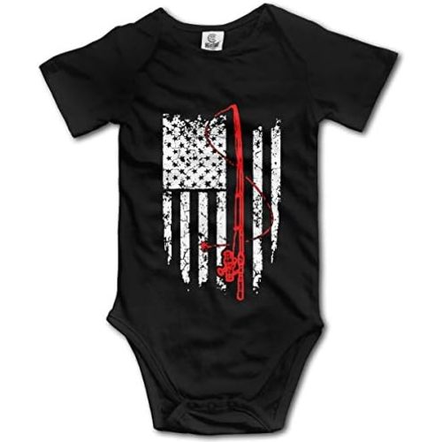 OASCUVER Fishing American Flag Baby Short Sleeves Clothes for 0-24m Baby
