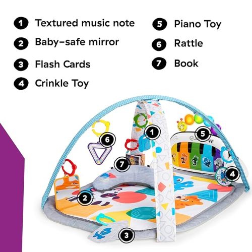 Baby Einstein 4-in-1 Kickin' Tunes Music and Language Play Gym and Piano Tummy Time Activity Mat - Kickin Tunes 4-in-1 Mat