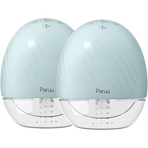Double Wearable Breast Pump, Paruu Hands Free Breast Pump X2 with 2 Modes & 5 Levels, Electric Portable Breastfeeding Breastpump can be Invisible in Bra for Travel, Office, Outdoors, 17/21/25mm Flange