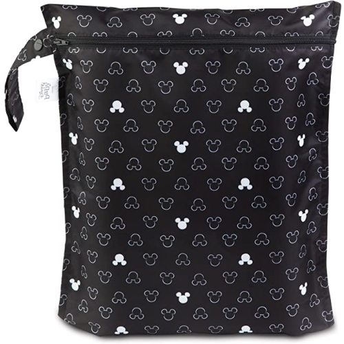 Bumkins Waterproof Wet Dry Bags for Baby, Travel, Swimsuit, Cloth Diapers, Pump Parts, Gym Clothes, Toiletries, Strap to Stroller, Zipper Reusable Bag, Packing Pouch - Mickey Mouse Icon - Disney