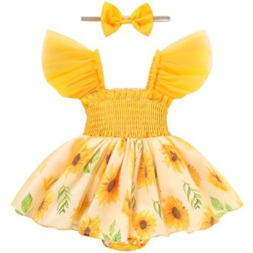 Baby Girl Clothes Infant Tulle Romper Ruffe Sleeveless Bodysuit Baby Girl Outfits Infant Girl Dress 0-18M