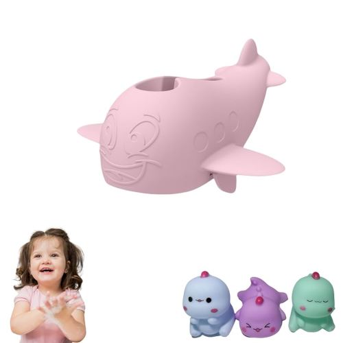 Baby Bathtub Faucet Cover, Kids Bathtub Faucet Cover, Baby Bathtub Spout Cover, Silicone Bathtub Faucet Safety Toy, Universal Fit, Pink Airplane, 1pack