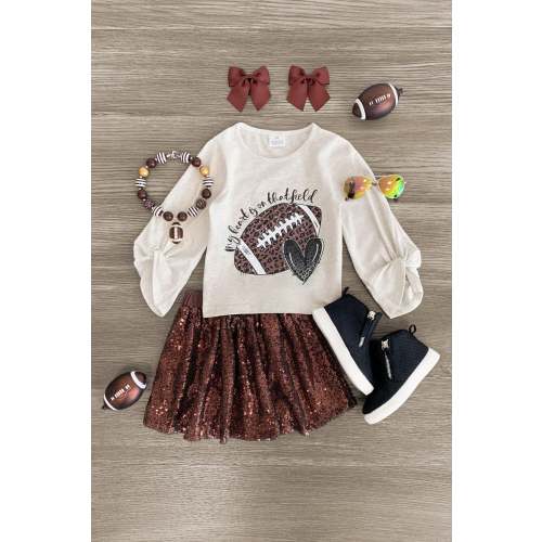 "My Heart Is On That Field" Sequin Skirt Set
