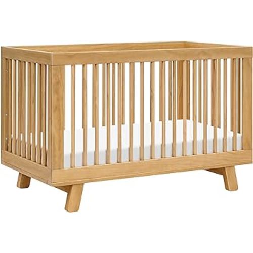 babyletto Hudson 3-in-1 Convertible Crib with Toddler Bed Conversion Kit in Honey, Greenguard Gold Certified