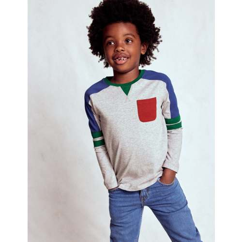 Colour Block T-shirt-GREY MARL COLOURBLOCK