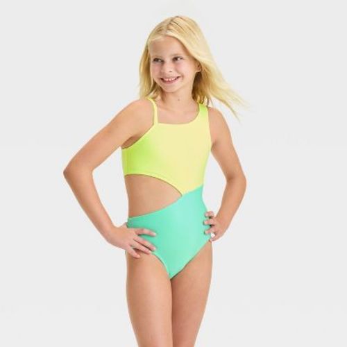 Girls' Solid One Piece Swimsuit - Cat & Jack™ Yellow S