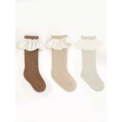 3 Pairs Linen Bowknot Calf Socks, Spanish Style Sweet Princess Mid-Calf Socks For Kids, Dance Socks | SHEIN USA