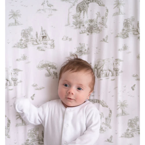 Safari Toile Fitted Crib Sheet