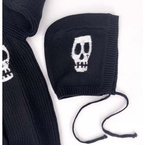 KNITTED SKELLY SKULL BONNET HAT