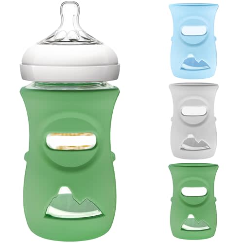 3 Pack Silicone Sleeve for Philips Avent Glass Bottle - Shatter Proof Natural Silicone Bottle Sleeve for Anti Colic Baby Bottles 8 oz & 4 oz - Anti Flow Sleeve for Infant Bottles