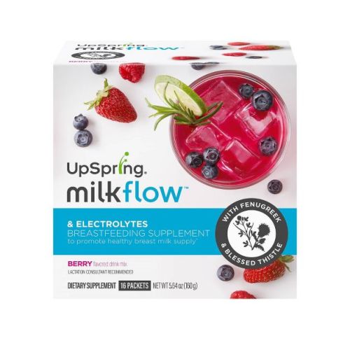 Upspring Milkflow Fenugreek + Blessed Thistle Berry Drink Mix Lactation Supplement - 16ct - Formulated with Electrolytes