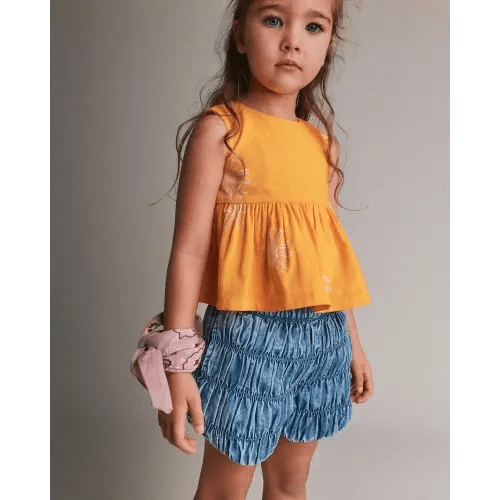 Toddler Girl Ruched Shorts in Chambray - Otter Avenue | Carter's