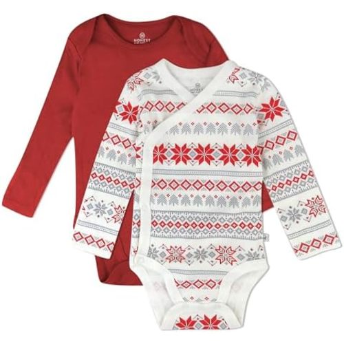 HonestBaby Baby Long Sleeve One-Piece 100% Organic Cotton Bodysuits, Multipack
