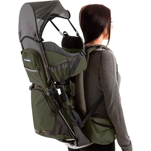 Hiking Baby Carrier Backpack - Comfortable Baby Backpack Carrier - Toddler Hiking Backpack Carrier - Child Carrier Backpack System with Diaper Change Pad, Insulated Pocket + Rain and Sun Hood